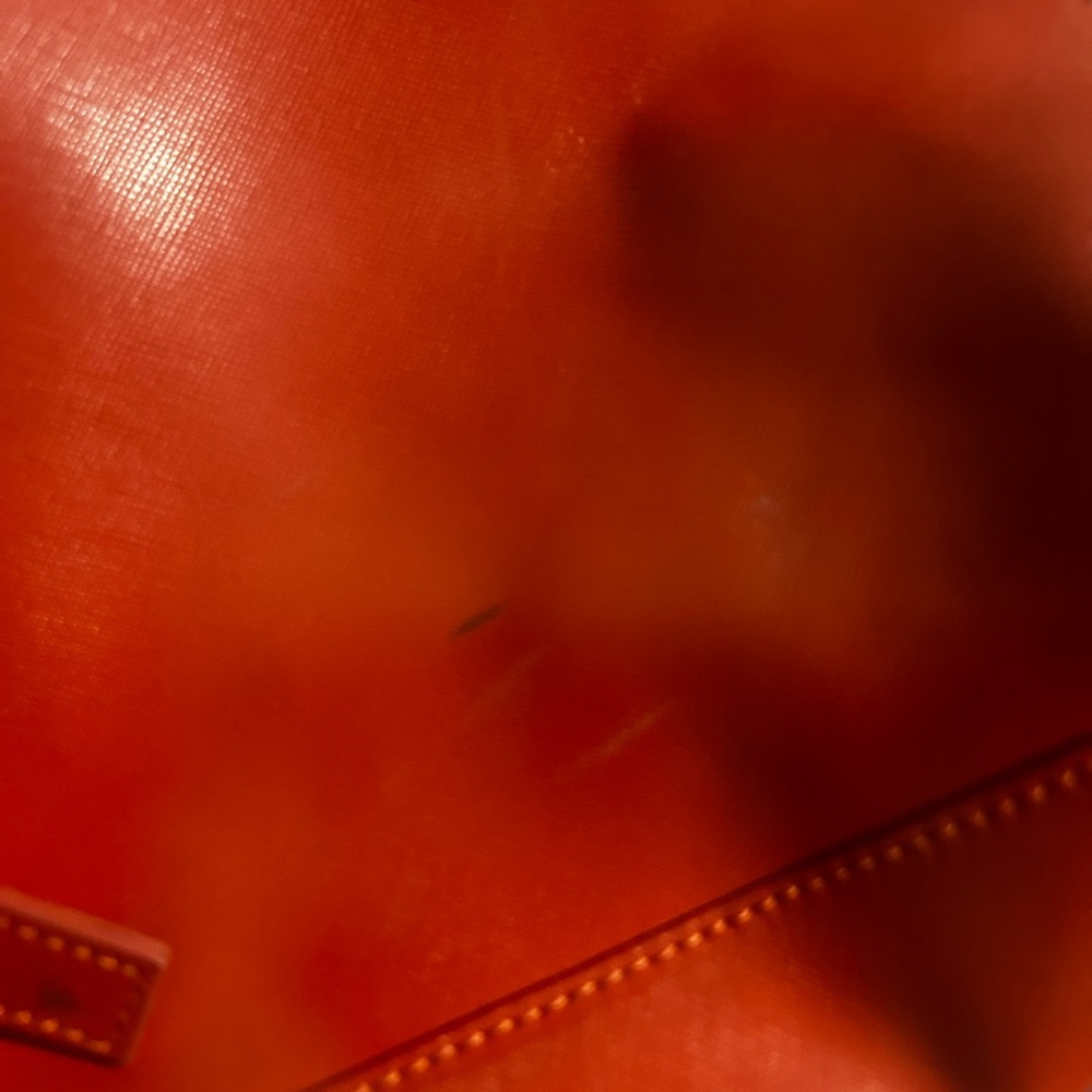 ITALIAN XL PULICATI SHOULDER SHOPPER TOTE BAG Red-orange saffiano leather - Picture 9 of 12